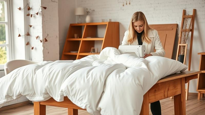 Daunendecke wird in der Werkstatt geprüft – Lebensdauer einer Daunendecke