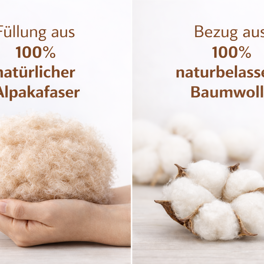 Alpaka Bettdecke Basic Line Detailansicht – natürliche Alpakawolle, atemaktiv