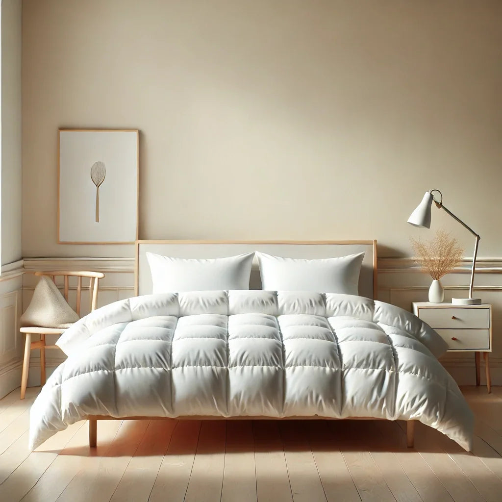 Leichte Daunendecke im hellen Schlafzimmer – die richtige Bettdecke in den Wechseljahren